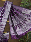 Rocket saree Raw mango saree in dark purple color