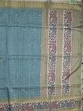 Tussar fancy saree with attached printed blouse