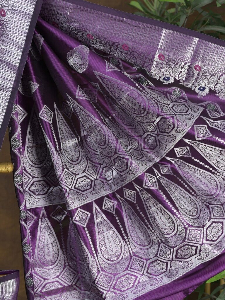Rocket saree Raw mango saree in dark purple color