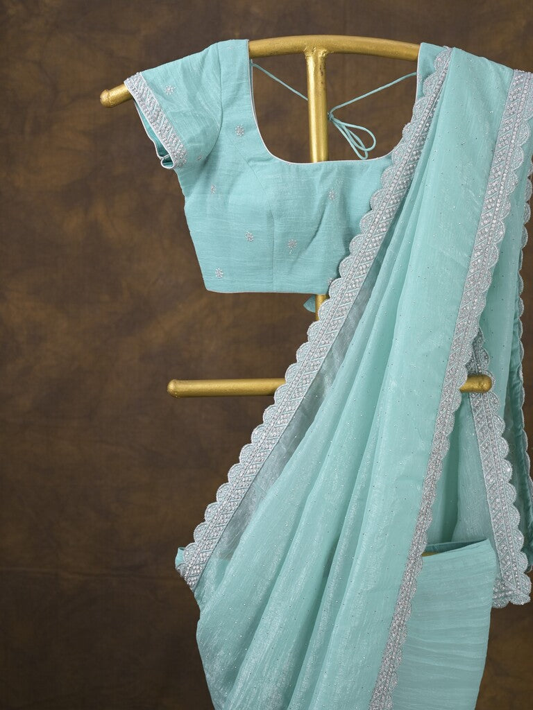 Rocket saree Georgette saree in light blue color