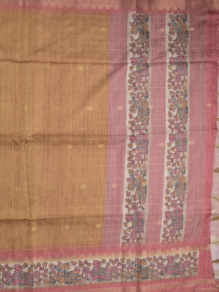Tussar fancy saree with attached printed blouse