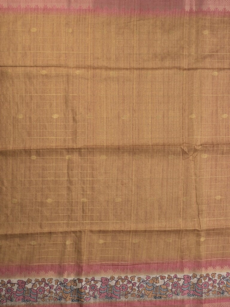 Tussar fancy saree with attached printed blouse