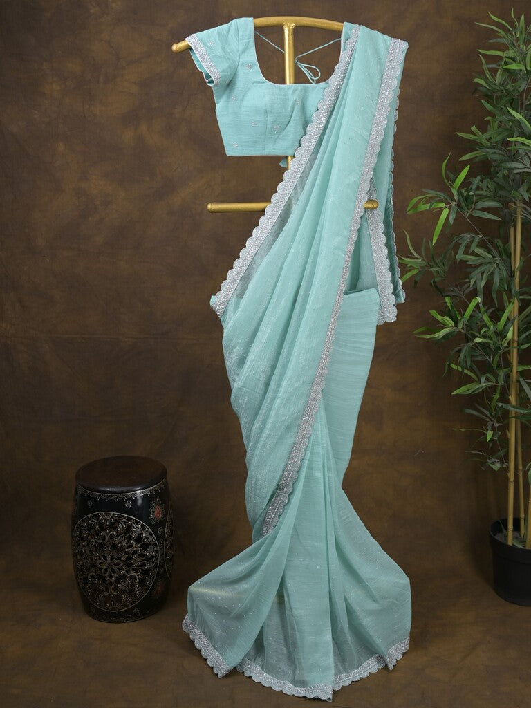 Rocket saree Georgette saree in light blue color