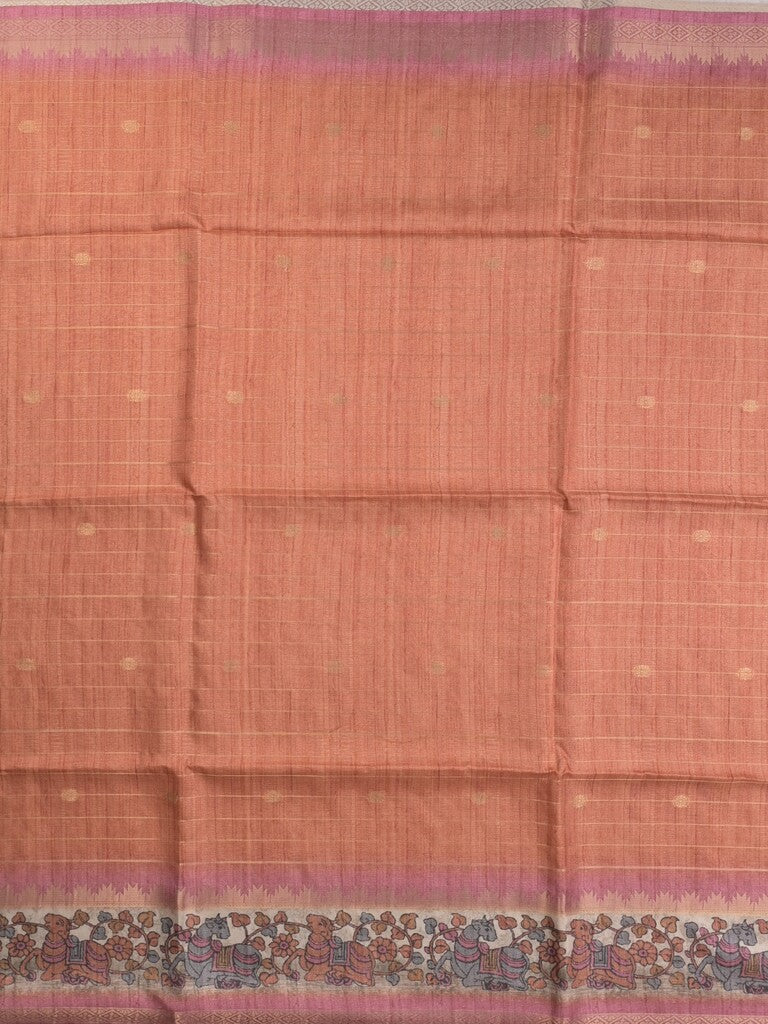 Tussar fancy saree with attached printed blouse