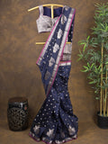 Rocket saree Chanderi saree in navy blue color
