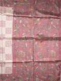 Tussar printed fancy saree with contrast printed blouse
