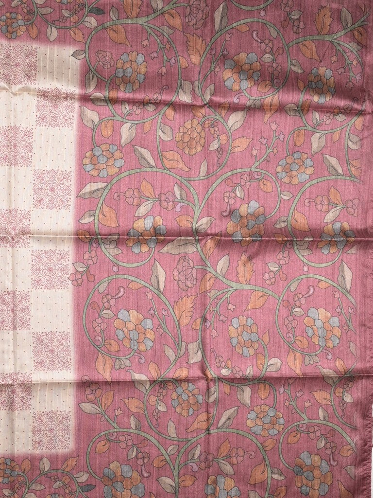 Tussar printed fancy saree with contrast printed blouse