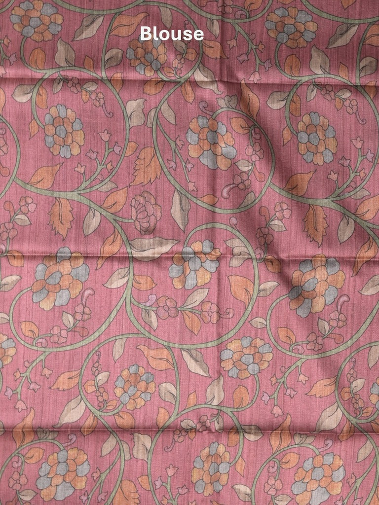 Tussar printed fancy saree with contrast printed blouse