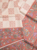 Tussar printed fancy saree with contrast printed blouse