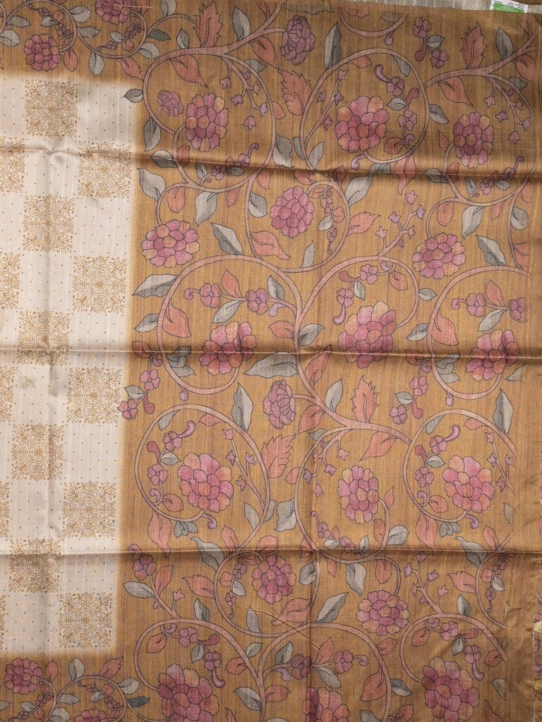 Tussar printed fancy saree with contrast printed blouse