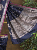 Rocket saree Chanderi saree in navy blue color