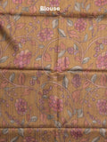 Tussar printed fancy saree with contrast printed blouse