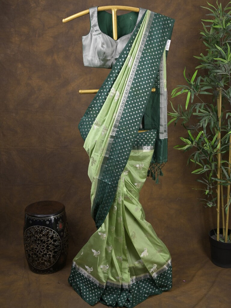 Rocket saree Raw mango saree in light green color