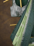 Rocket saree Raw mango saree in light green color