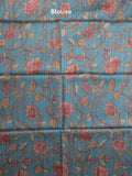 Tussar printed fancy saree with contrast printed blouse