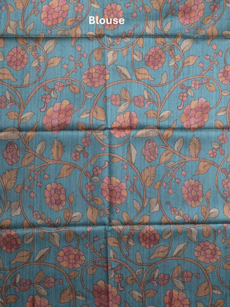 Tussar printed fancy saree with contrast printed blouse