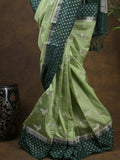 Rocket saree Raw mango saree in light green color