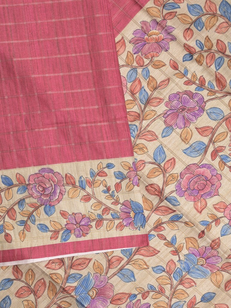 Tussar printed fancy saree with printed border and printed blouse