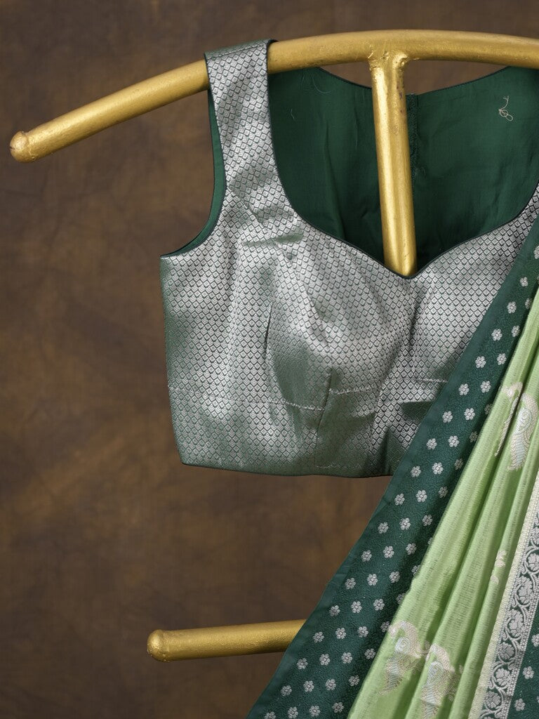 Rocket saree Raw mango saree in light green color