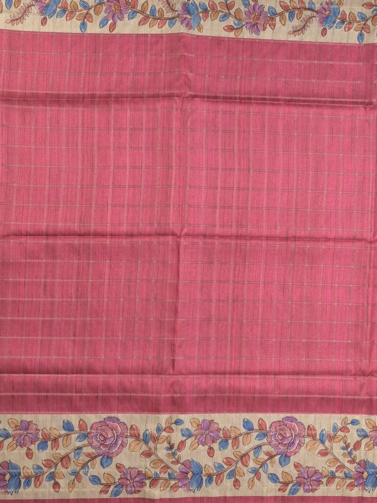 Tussar printed fancy saree with printed border and printed blouse