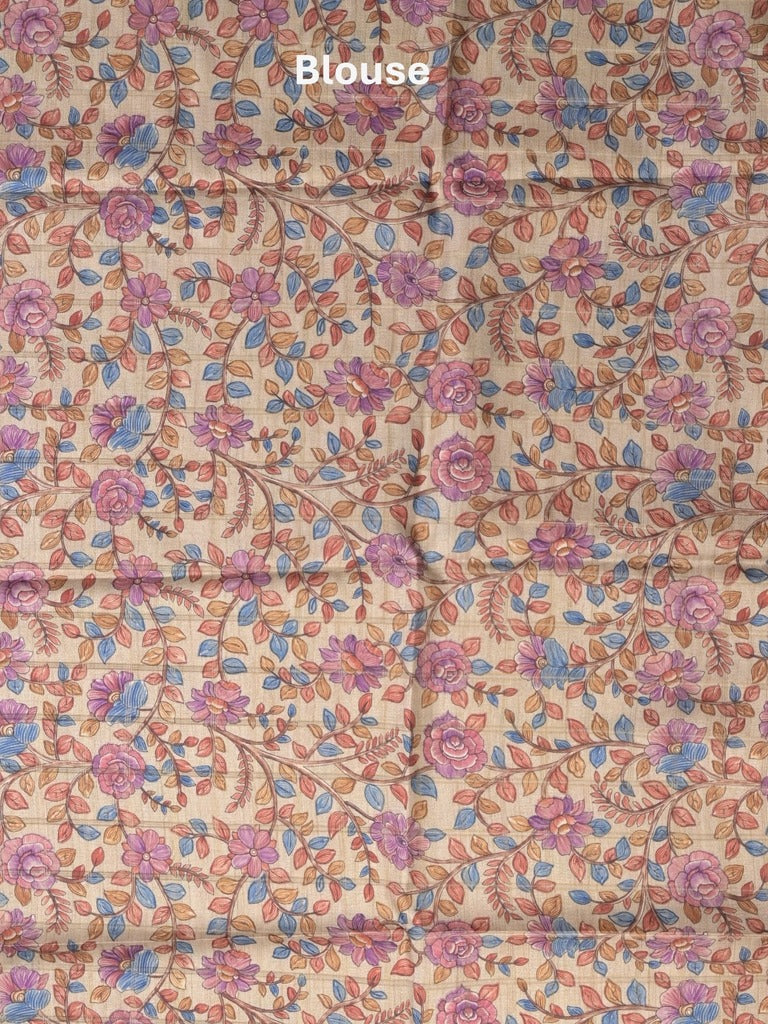 Tussar printed fancy saree with printed border and printed blouse