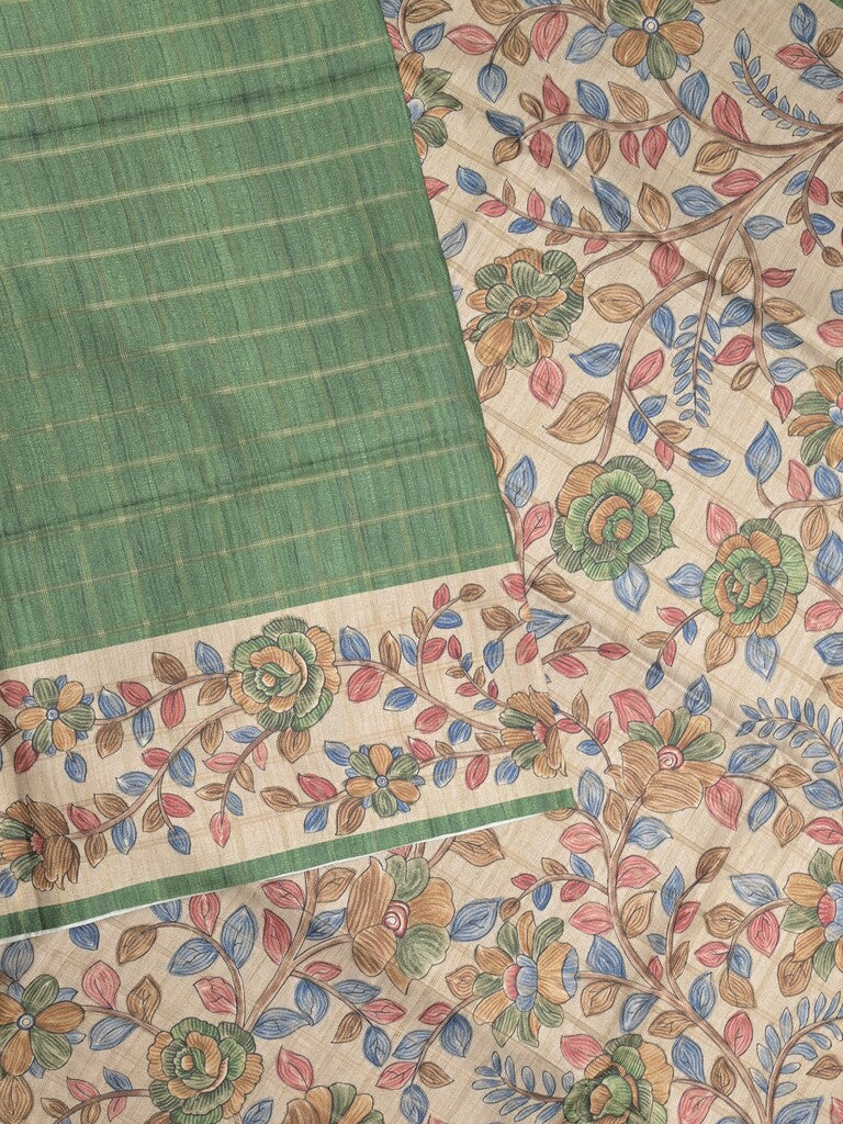 Tussar printed fancy saree with printed border and printed blouse