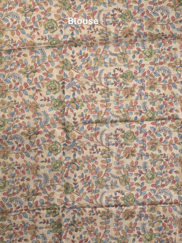 Tussar printed fancy saree with printed border and printed blouse