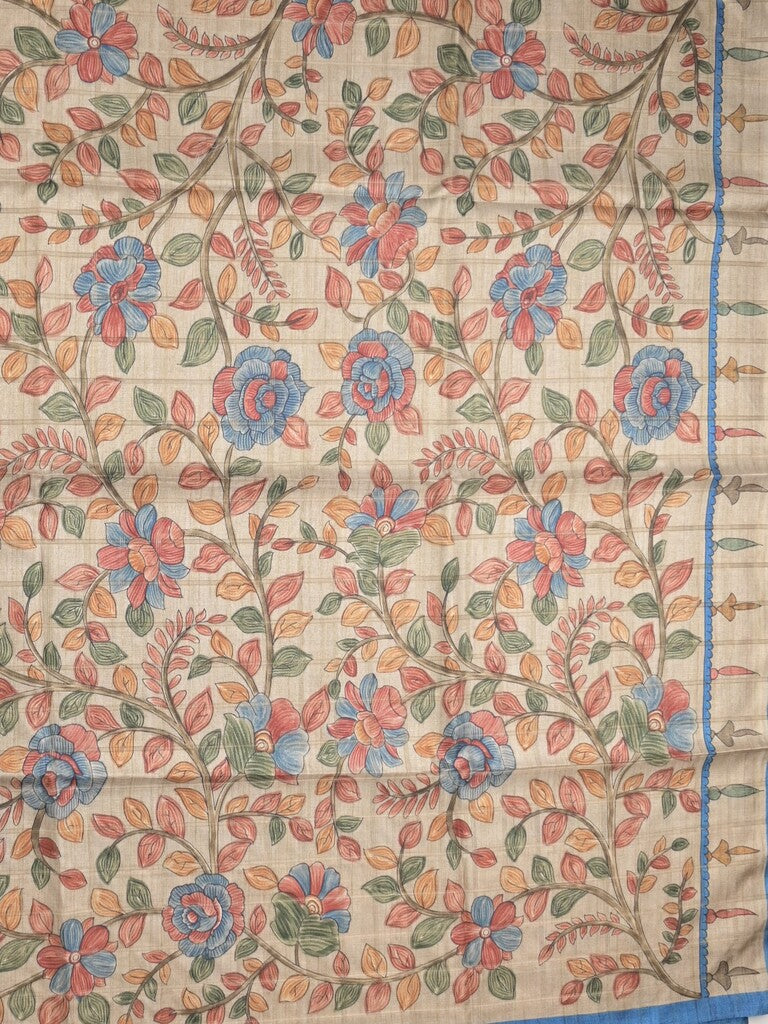 Tussar printed fancy saree with printed border and printed blouse