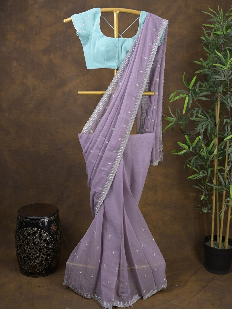 Rocket saree Georgette saree in lavender color