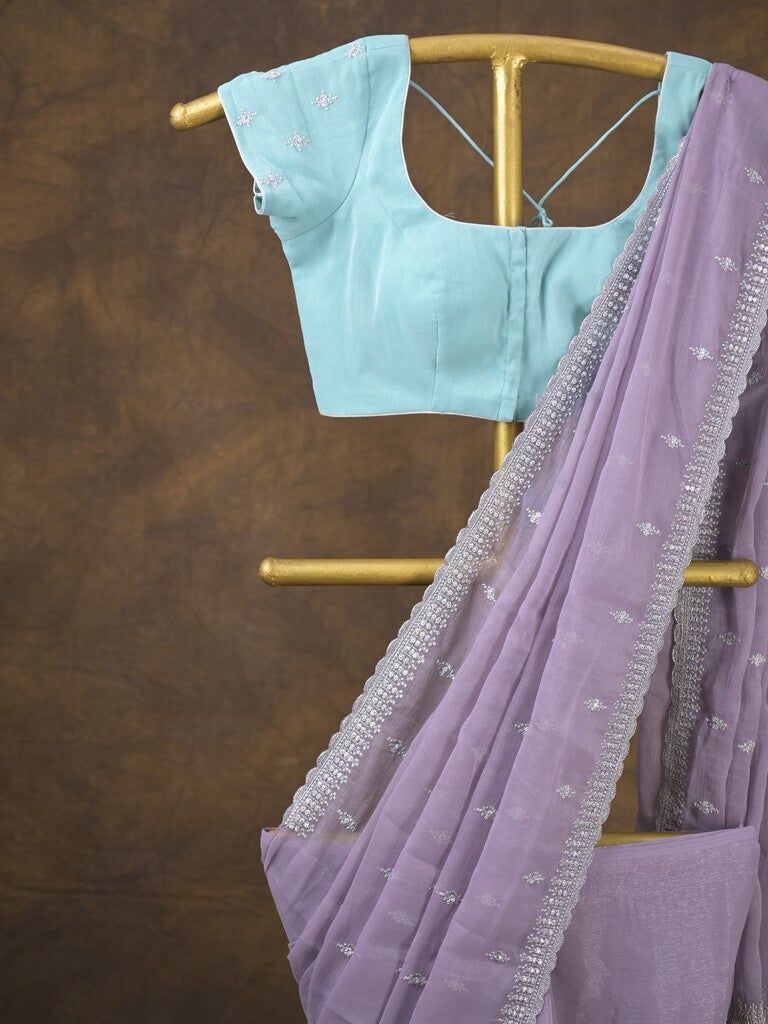 Rocket saree Georgette saree in lavender color