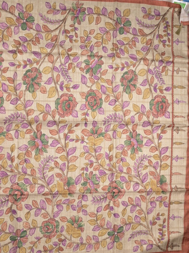 Tussar printed fancy saree with printed border and printed blouse