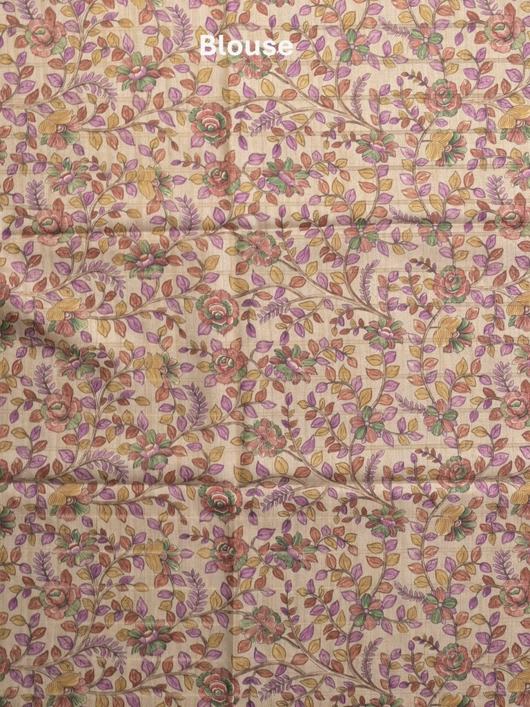 Tussar printed fancy saree with printed border and printed blouse
