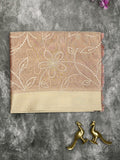 Organza tissue fancy saree peach color allover embroidery & kaddi border with short pallu and plain self blouse