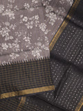 Bhagalpur floral printed fancy saree with contrast pallu and plain blouse