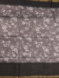 Bhagalpur floral printed fancy saree with contrast pallu and plain blouse