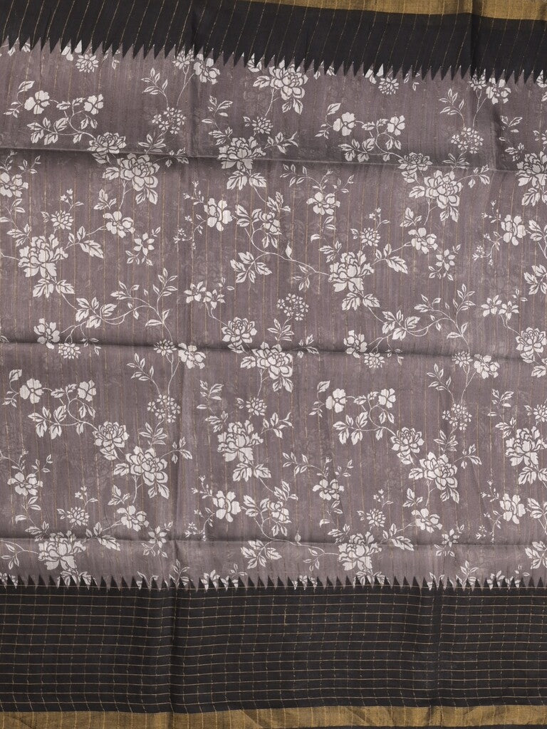 Bhagalpur floral printed fancy saree with contrast pallu and plain blouse