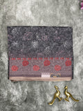 Organza fancy saree black color allover prints & embroidery border with running pallu and printed blouse