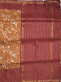 Bhagalpur floral printed fancy saree with contrast pallu and plain blouse