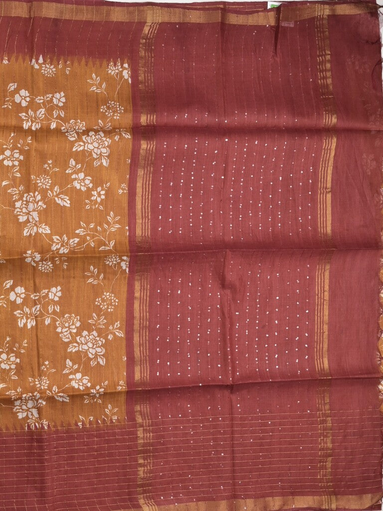 Bhagalpur floral printed fancy saree with contrast pallu and plain blouse
