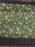 Bhagalpur floral printed fancy saree with contrast pallu and plain blouse