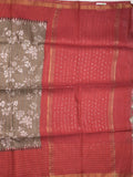 Bhagalpur floral printed fancy saree with contrast pallu and plain blouse