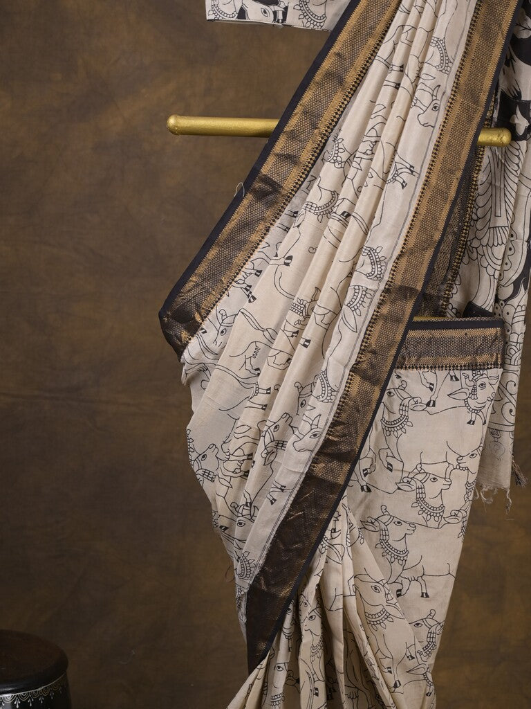 Rocket saree Maheshwari saree black and white color