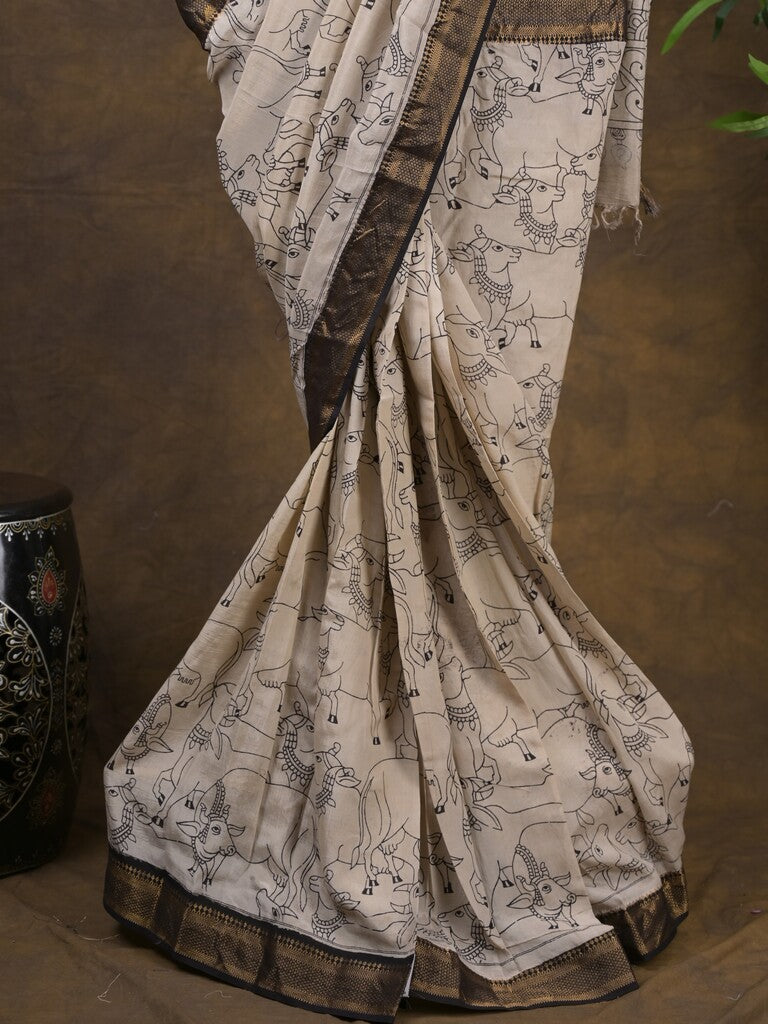 Rocket saree Maheshwari saree black and white color