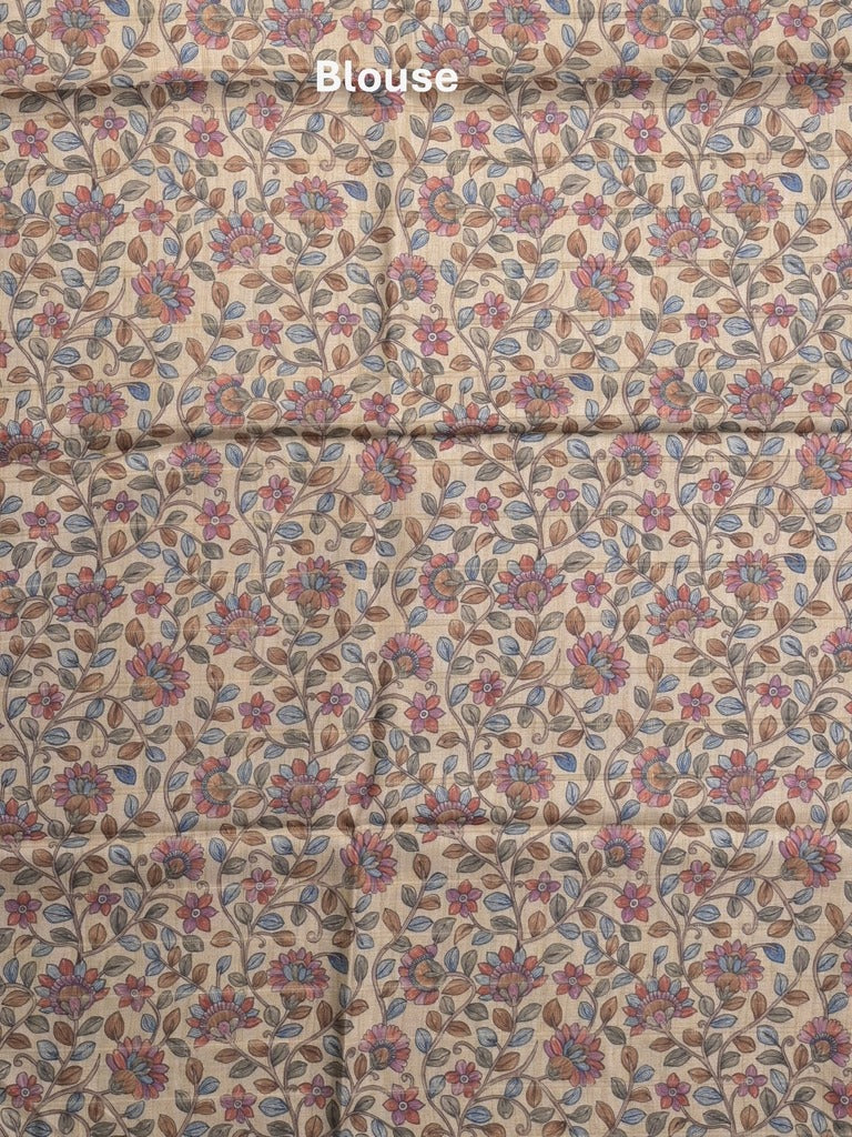 Tussar printed fancy saree with printed border and printed blouse