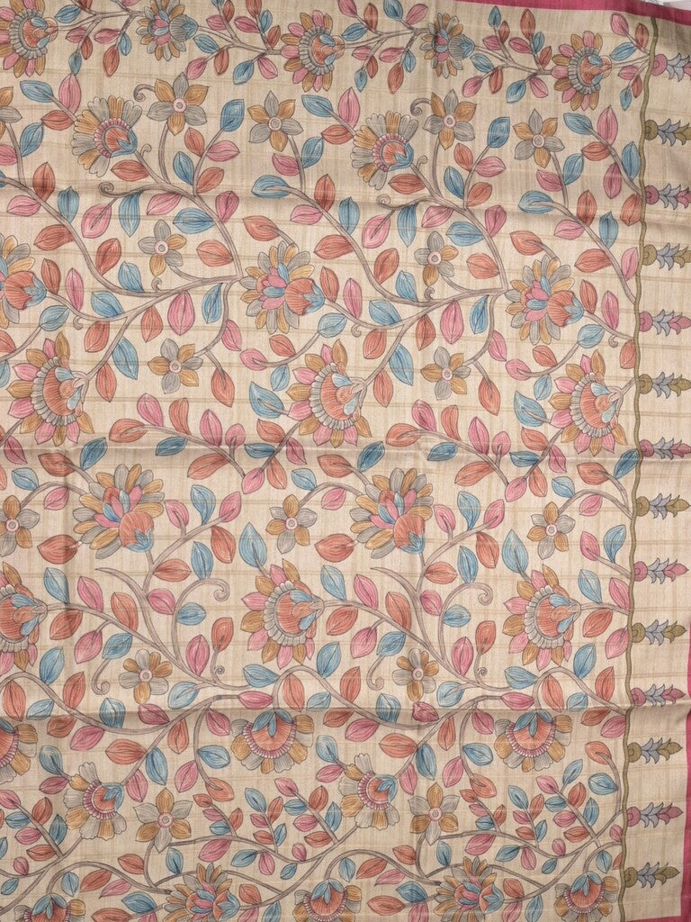 Tussar printed fancy saree with printed border and printed blouse