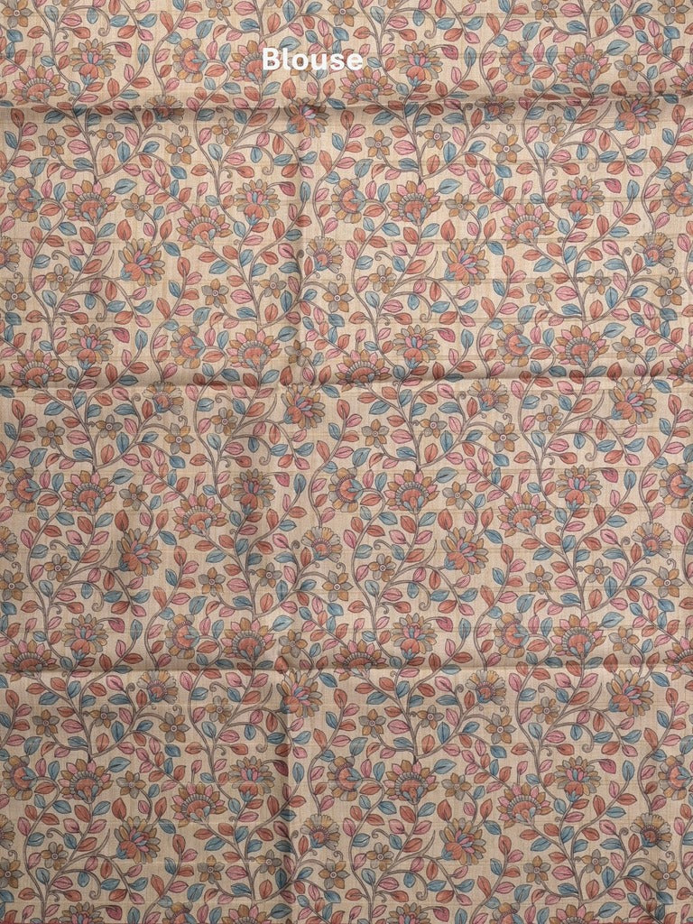 Tussar printed fancy saree with printed border and printed blouse