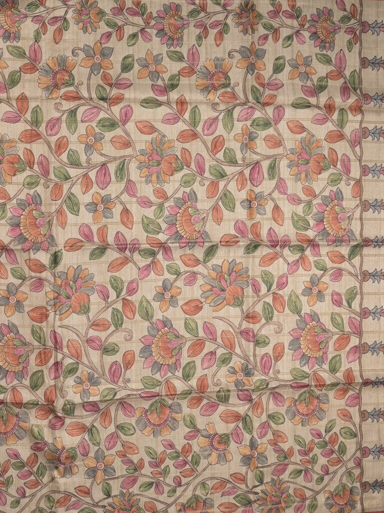 Tussar printed fancy saree with printed border and printed blouse