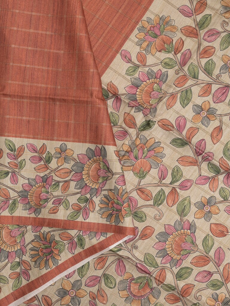Tussar printed fancy saree with printed border and printed blouse