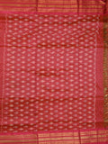 Ikkat pattu saree snuff color allover weaves & zari border with contrast pallu and contrast blouse