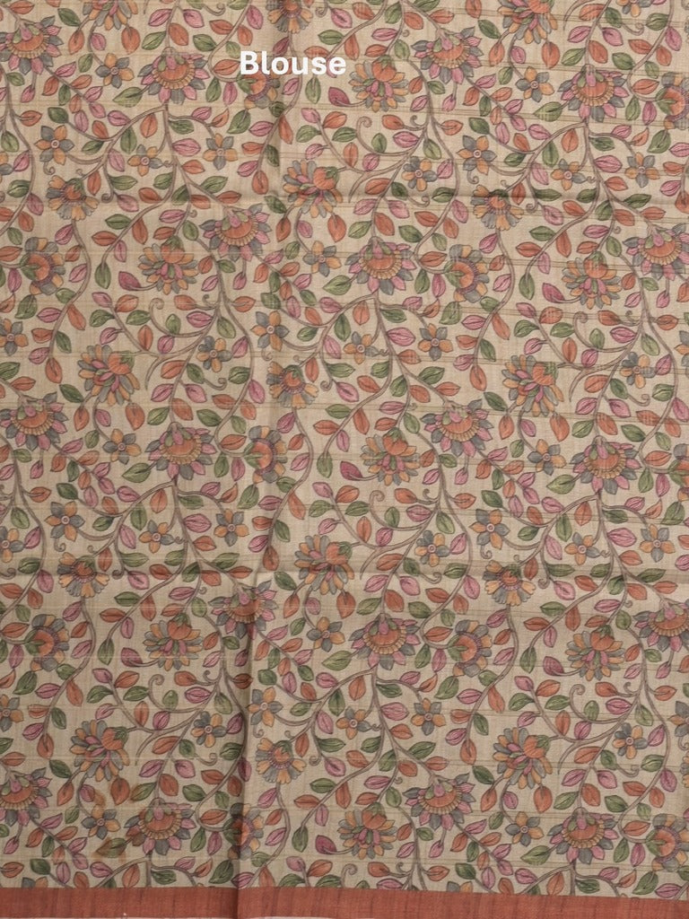 Tussar printed fancy saree with printed border and printed blouse